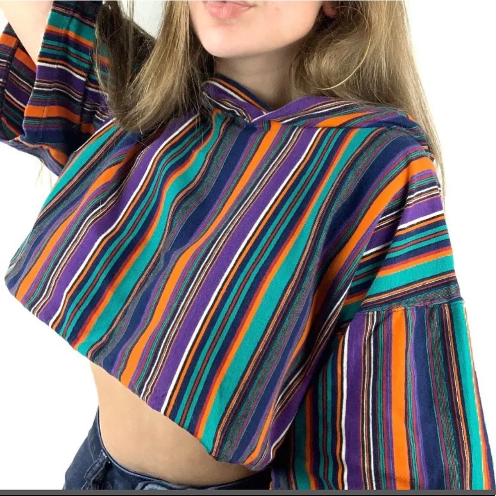 Shah Safari Cropped Baja Stripe Hoodie